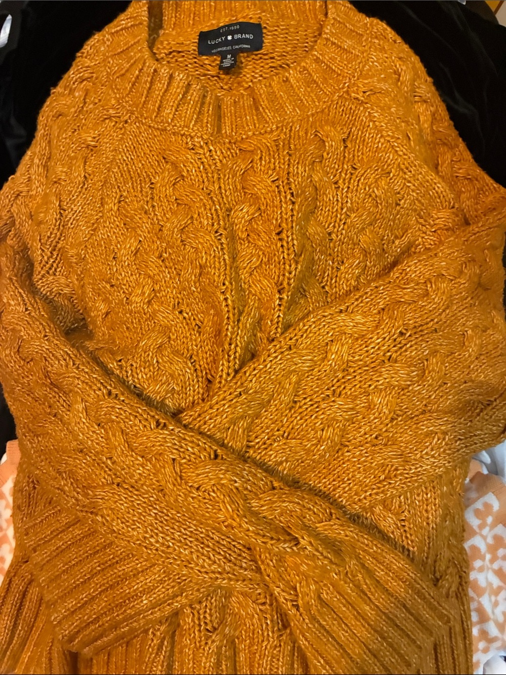 Lucky Brand Women's Cable Knit Sweater in Mustard Gold